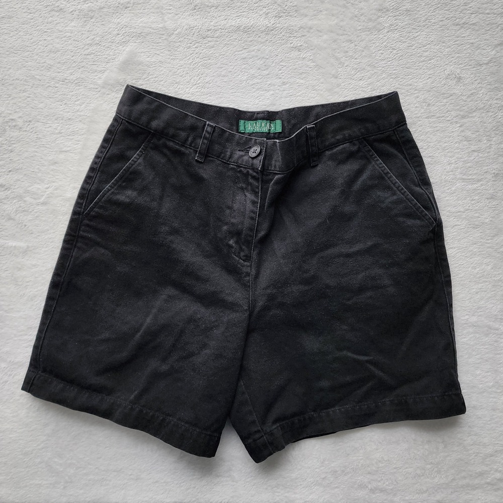 Lauren Ralph Lauren Chino Shorts Womens 6P Black Cotton Twill Classic Preppy
